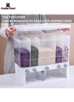 RollsTimi  Rice Dispenser, Rice & Grain Storage Container Rotating Rice Storage Bucket One-Click Round Rice Output for Beans, Rice Beans Grains  - Image 3