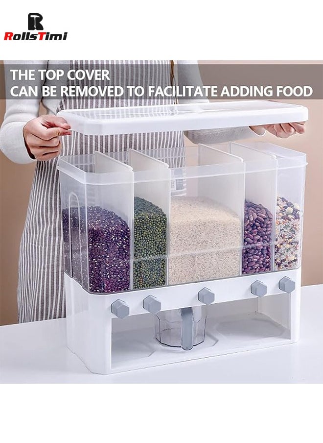 RollsTimi  - Rice Dispenser, Rice & Grain Storage Container Rotating Rice Storage Bucket One-Click Round Rice Output for Beans, Rice Beans Grains - Image 1