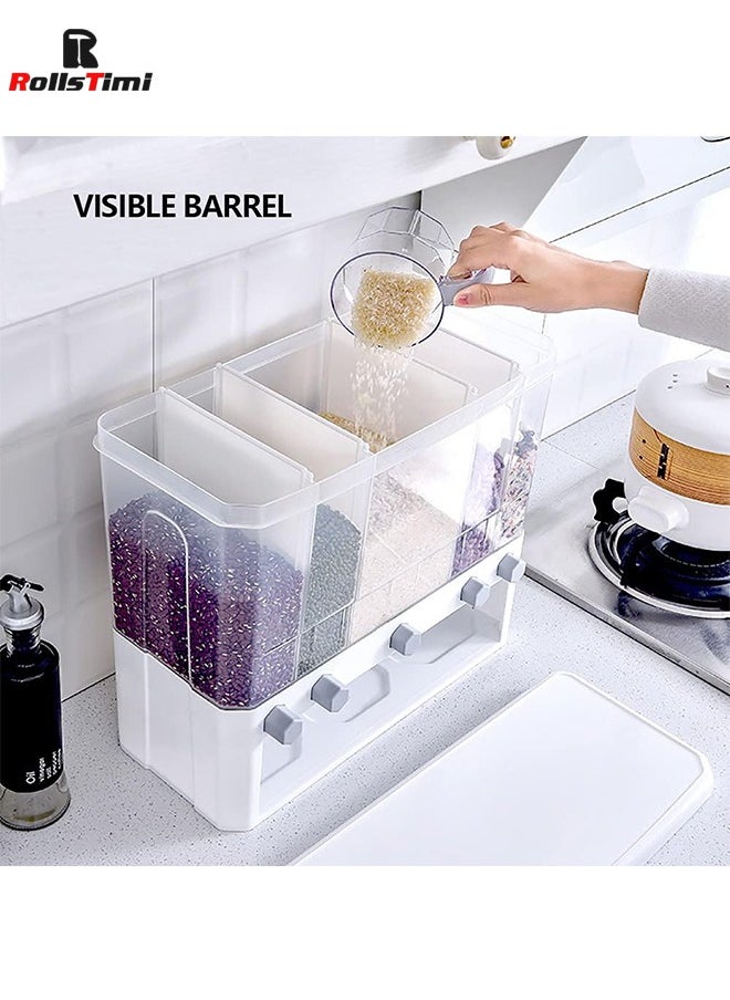 RollsTimi  - Rice Dispenser, Rice & Grain Storage Container Rotating Rice Storage Bucket One-Click Round Rice Output for Beans, Rice Beans Grains - Image 1