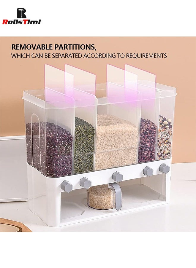 RollsTimi  - Rice Dispenser, Rice & Grain Storage Container Rotating Rice Storage Bucket One-Click Round Rice Output for Beans, Rice Beans Grains - Image 1