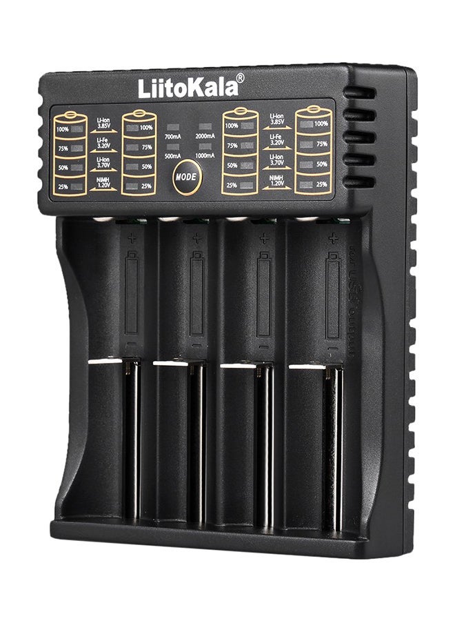 ليتوكالا شاحن بطارية ليثيوم Lii-402 ذكي بمؤشرات إضاءة LED أسود - Image 2