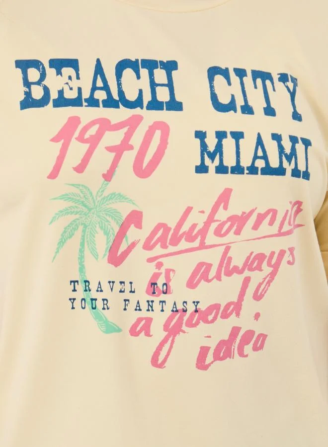 Styli Styli Slogan Print Round Neck T-Shirt