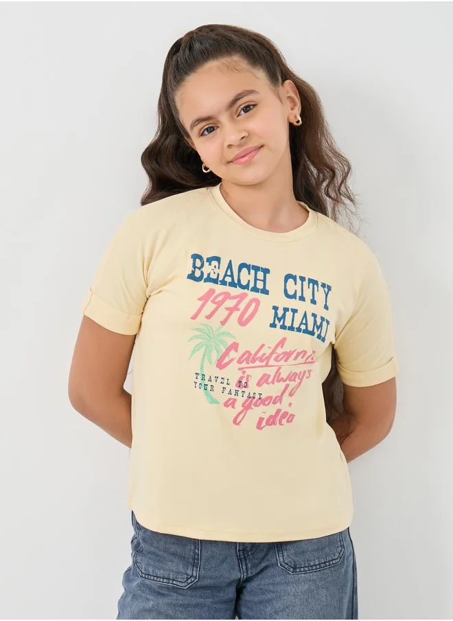 Styli Styli Slogan Print Round Neck T-Shirt