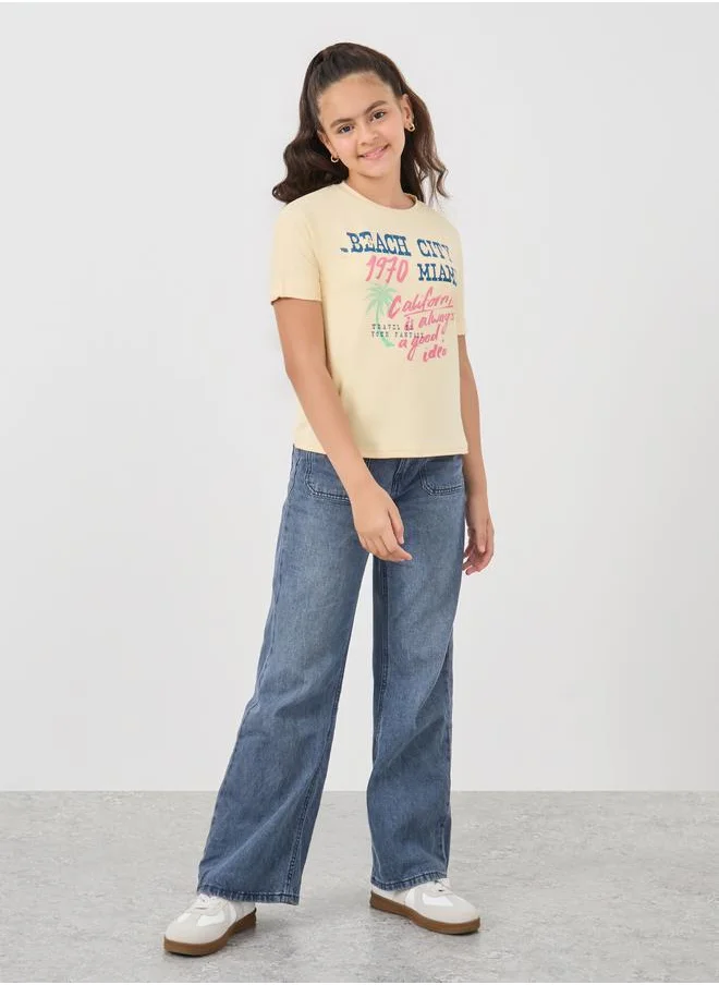 Styli Styli Slogan Print Round Neck T-Shirt