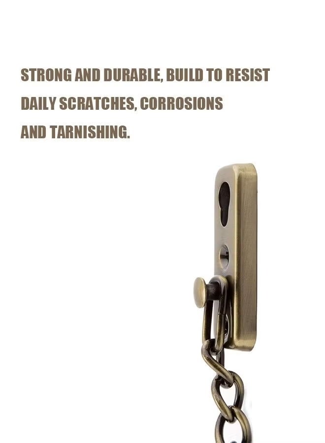 Stainless Steel Chain Door Guard Lock, Punch Free Anti Theft Press Lock with Safety Spring, Bedroom Home Apartment Hotel Security Door Sliding Safety Chain Lock (Bronze) - Image 3