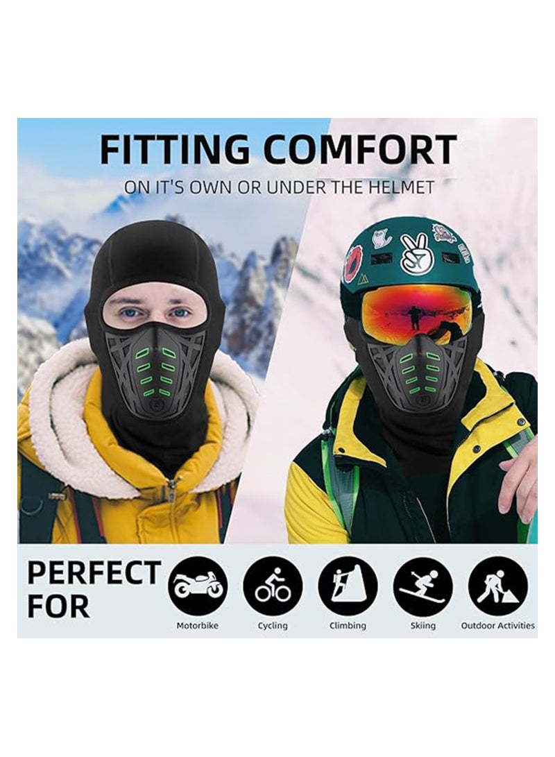 Excefore Balaclava Ski Mask Thermal Windproof Balaclava Mask, 3D Design Breathable, Cold Weather for Skiing, Snowboarding, Motorcycle, Cycling, Black Green  - Image 2