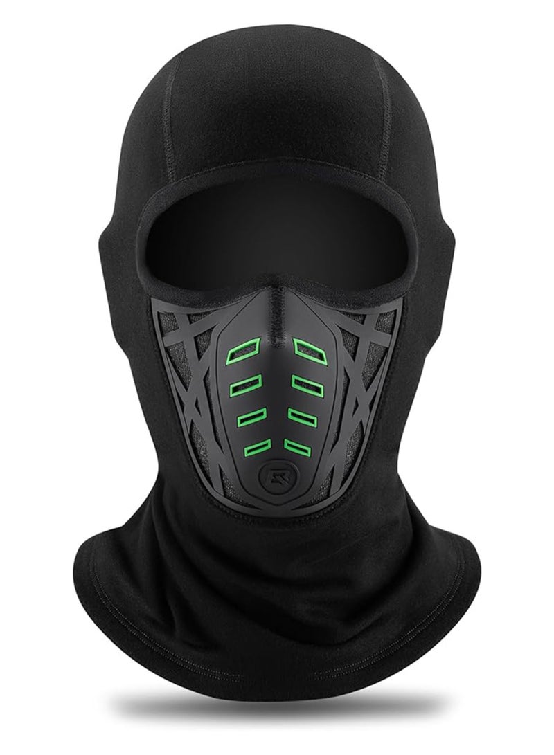 Excefore Balaclava Ski Mask Thermal Windproof Balaclava Mask, 3D Design Breathable, Cold Weather for Skiing, Snowboarding, Motorcycle, Cycling, Black Green  - Image 1