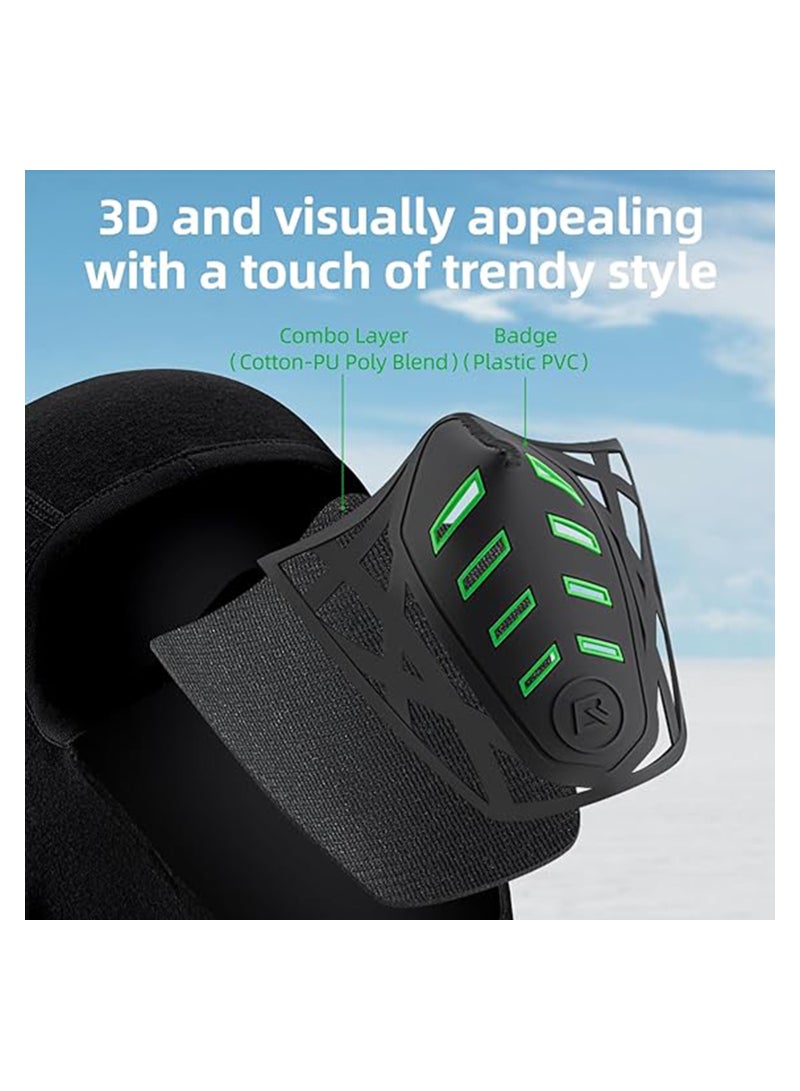 Excefore Balaclava Ski Mask Thermal Windproof Balaclava Mask, 3D Design Breathable, Cold Weather for Skiing, Snowboarding, Motorcycle, Cycling, Black Green  - Image 3