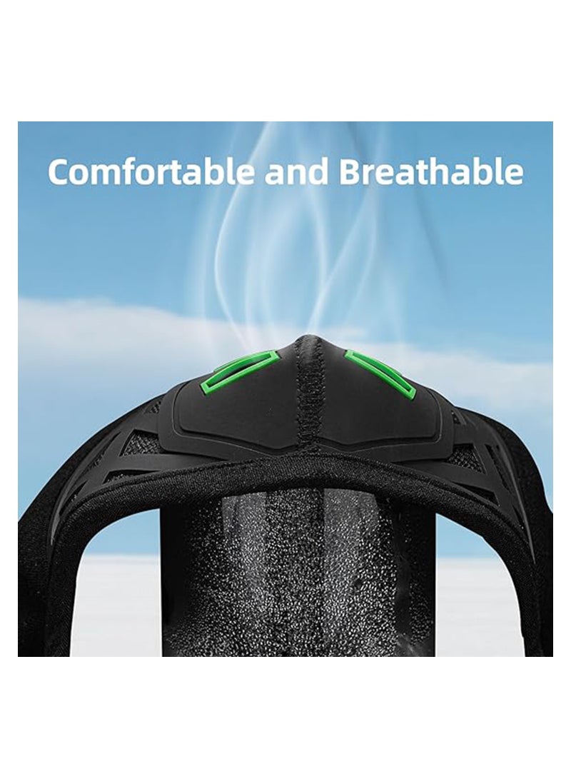 Excefore Balaclava Ski Mask Thermal Windproof Balaclava Mask, 3D Design Breathable, Cold Weather for Skiing, Snowboarding, Motorcycle, Cycling, Black Green  - Image 4