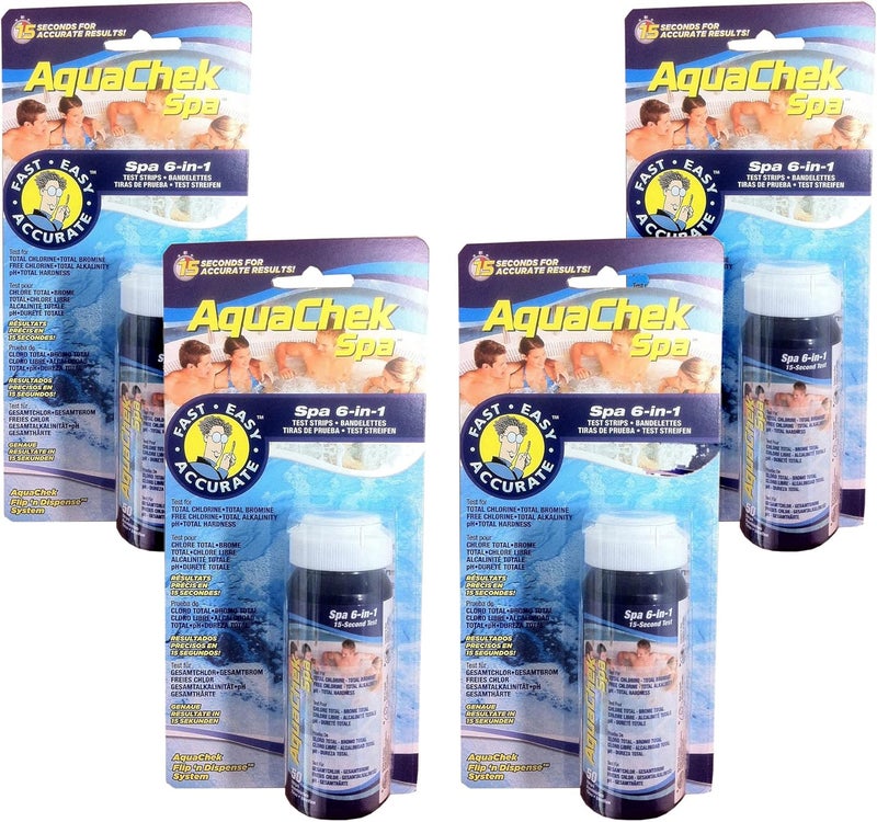 552244-04 Spa 6-in-1 Swimming Pool Test Strips, 4-Pack, 200 Strips