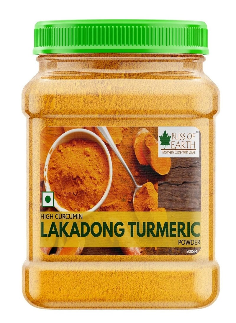BLISS OF EARTH 500gm High Curcumin Certified Organic Lakadong Turmeric Powder For Daily Cooking  - Image 1