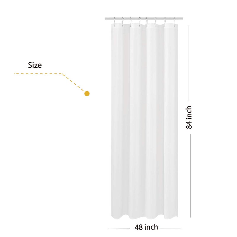 N&Y HOME Fabric Shower Curtain Liner Extra Long Stall Size 48 x 84 inches, Hotel Quality Washable White Shower Liner, 48x84 - Image 2