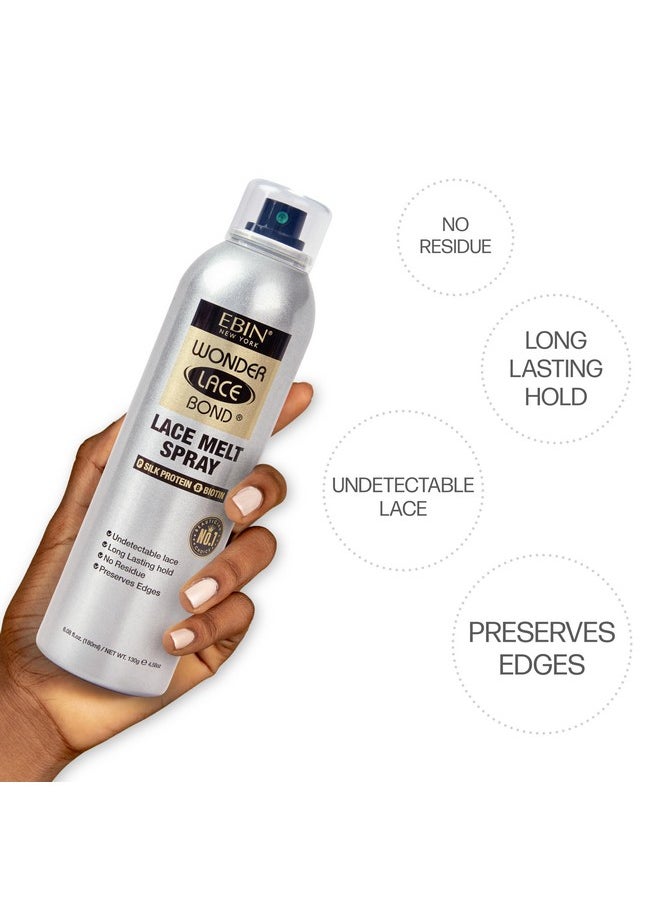 EBIN NEW YORK Wonder Lace Melt Aerosol Spray Silk Protein + Biotin Infused (80Ml./ 2.7Oz) Preserves Edges & Undetectable Lace Long Lasting Hold No Residue  - Image 3