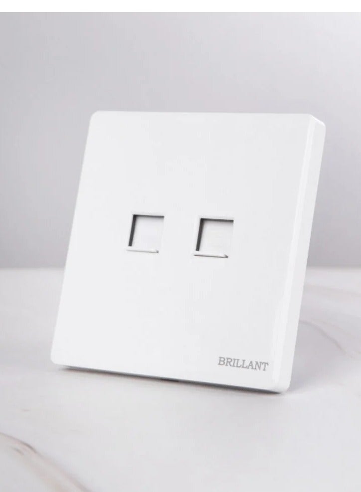 BRILLANT 5Pcs Of Dual-Port Telephone Plug With Network Modern White Brilliant  - Image 1