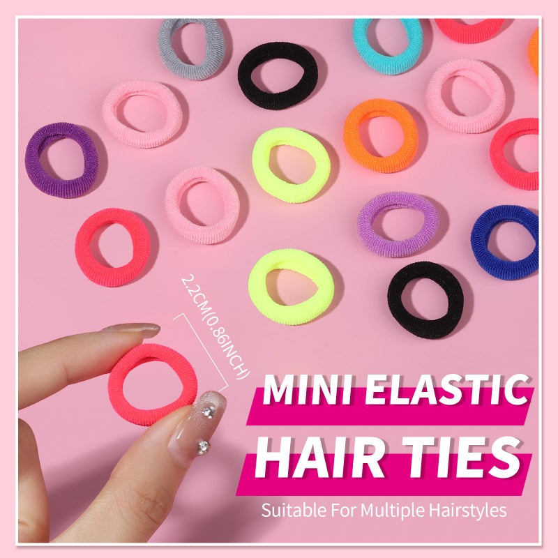 YGDZ Cotton Mini Hair Ties and Ponytail Holders Set for Toddlers and Kids: 300PCS Seamless Elastic Multicolor Bands, Hair Accessories for Little Girls - Image 4