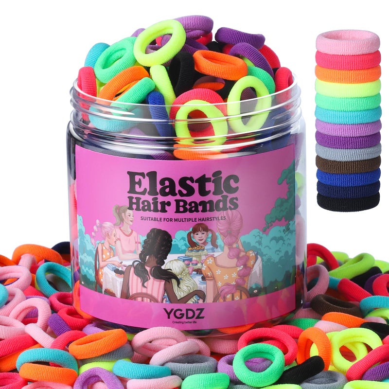 YGDZ Cotton Mini Hair Ties and Ponytail Holders Set for Toddlers and Kids: 300PCS Seamless Elastic Multicolor Bands, Hair Accessories for Little Girls - Image 1