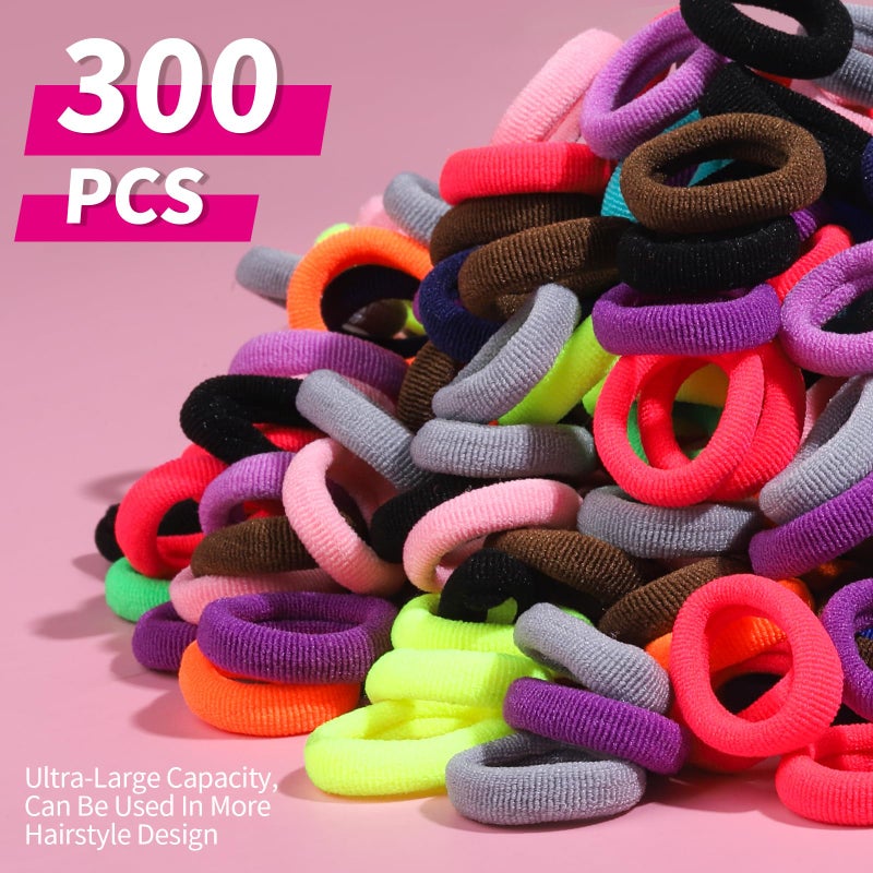 YGDZ Cotton Mini Hair Ties and Ponytail Holders Set for Toddlers and Kids: 300PCS Seamless Elastic Multicolor Bands, Hair Accessories for Little Girls - Image 2