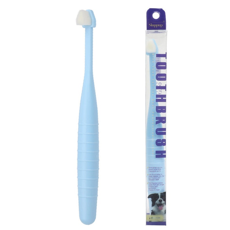 Generic Pet Toothbrush Cat Toothbrush Dog Toothbrush Cats Dog Oral Cleaning Soft Toothbrush Ten Thousand Hair Disposable Toothbrush Blue-Triangle Brush Head 