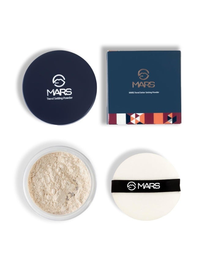 مارس بودرة تثبيت سائبة من مارس ترند | خفيفة الوزن وطويلة الأمد | بودرة تثبيت فائقة النعومة لمكياج الوجه (٨٫٠ غرام) (٠٣-نات لايت)، لون غير لامع، أبيض - Image 1