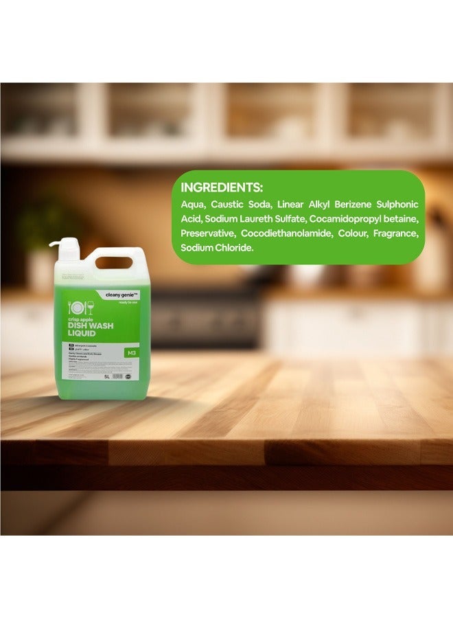 cleany genie Long Lasting Dishwashing Liquid - Crisp Apple Fragrance 5 Liter - Image 5