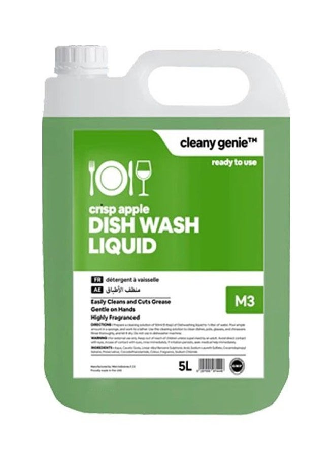 cleany genie Long Lasting Dishwashing Liquid - Crisp Apple Fragrance 5 Liter  - Image 1
