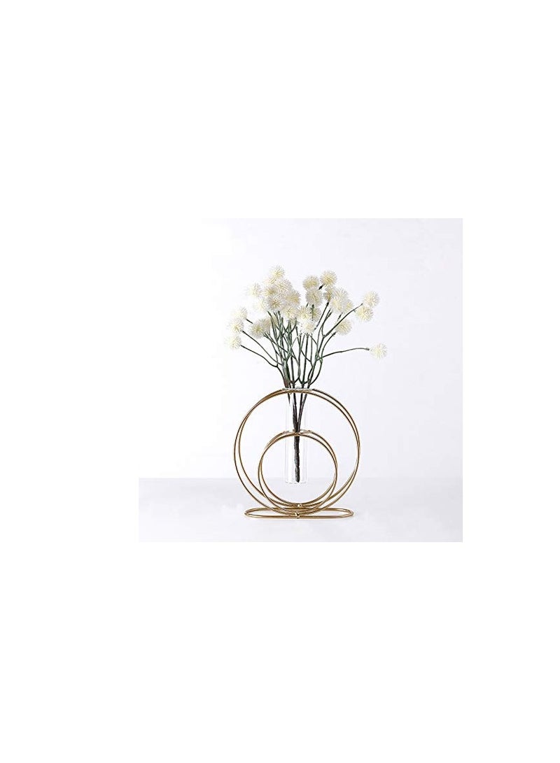 KASTWAVE KASTWAVE Glass Flower Vase with Metal Frame Stand Modern Creative Geometry Desktop Glass Planter Indoor Décor Hydroponics Plants for Home Desktop Office Garden Wedding Decor - Image 4