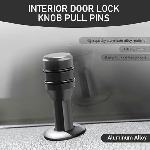AutoBizarre Aluminum Alloy Door Lock Knobs - Inner Pull Pins for Car Decoration - Universal for All Cars (Black) - Image 3
