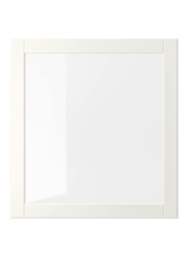 زبون باب زجاجي، أبيض/زجاج شفاف، 60×64 سم - Image 1