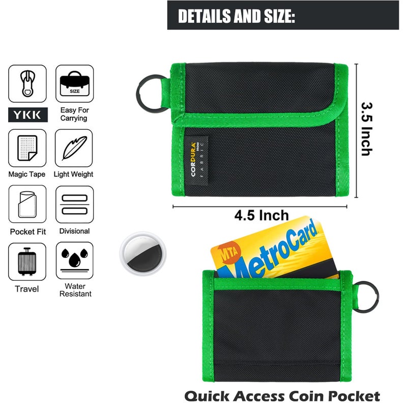 RE ROUGH ENOUGH Rough Enough Kids Wallet for Boys Teen with Neck Laryard Keychain Key Ring Cordura Black - Image 2