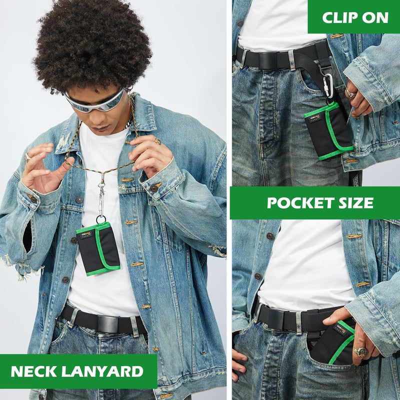 RE ROUGH ENOUGH Rough Enough Kids Wallet for Boys Teen with Neck Laryard Keychain Key Ring Cordura Black - Image 5