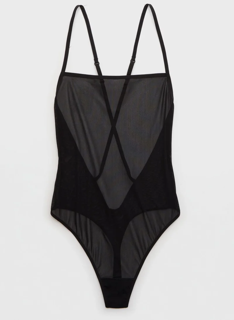 Aerie Mesh High Leg Bodysuit
