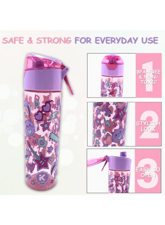 i-kola STAR PURPLE 750ML Kids Water Bottle for School | BPA-Free Plastic Water Bottle for Boys & Girls | Leakproof, Unbreakable, Easy to Drink, Quick Open Lock (TS-9214 B 4) - Image 3