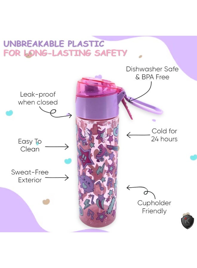 i-kola STAR PURPLE 750ML Kids Water Bottle for School | BPA-Free Plastic Water Bottle for Boys & Girls | Leakproof, Unbreakable, Easy to Drink, Quick Open Lock (TS-9214 B 4) - Image 4