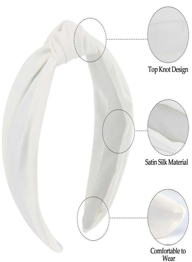 SuPoo White Headbands for Women Girls Top Knotted Headband Fabric Satin Head Bands Wide Hairband Fashion Elastic Yoga Hair Band Hoops Trendy Holiday Hair Accessories Diademas Para Mujer - Image 5