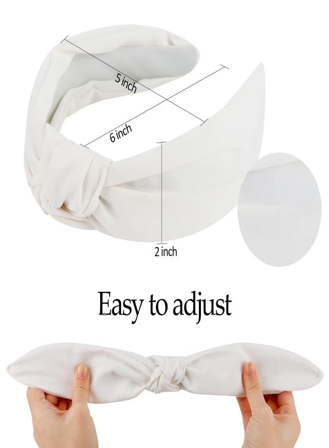 SuPoo White Headbands for Women Girls Top Knotted Headband Fabric Satin Head Bands Wide Hairband Fashion Elastic Yoga Hair Band Hoops Trendy Holiday Hair Accessories Diademas Para Mujer - Image 4