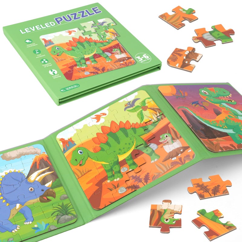 YSCEN Magnetic Puzzles for Kids, Toddler Dinosaur Jigsaw Puzzles Book for Preschool Toddlers, Travel Toys for 3-5 Year Old Board Games Boys and Girls - Image 1