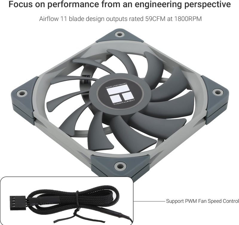 Thermalright TL-C12015 CPU Fan Computer Case Fan Quiet 4PIN PWM PC Fan, 1500RPM Speed,15mm Slimline Cooler Fan, 120mm PC Cooler Fan - Image 3