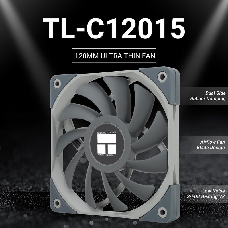 Thermalright TL-C12015 CPU Fan Computer Case Fan Quiet 4PIN PWM PC Fan, 1500RPM Speed,15mm Slimline Cooler Fan, 120mm PC Cooler Fan - Image 2