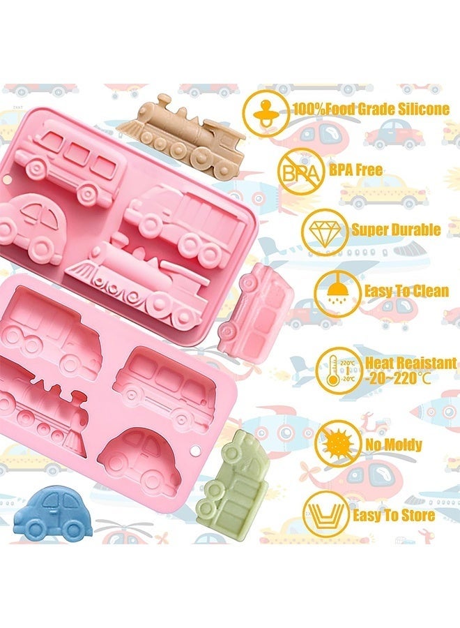 2 Pcs Car Silicone Soap Mold, Silicone Cake Mold, 3D Transportation Candy Mould Non-Stick Car Shape Baking Tool for Cake Cupcake Jelly Pudding Muffin Ice Cube Clay - Image 3