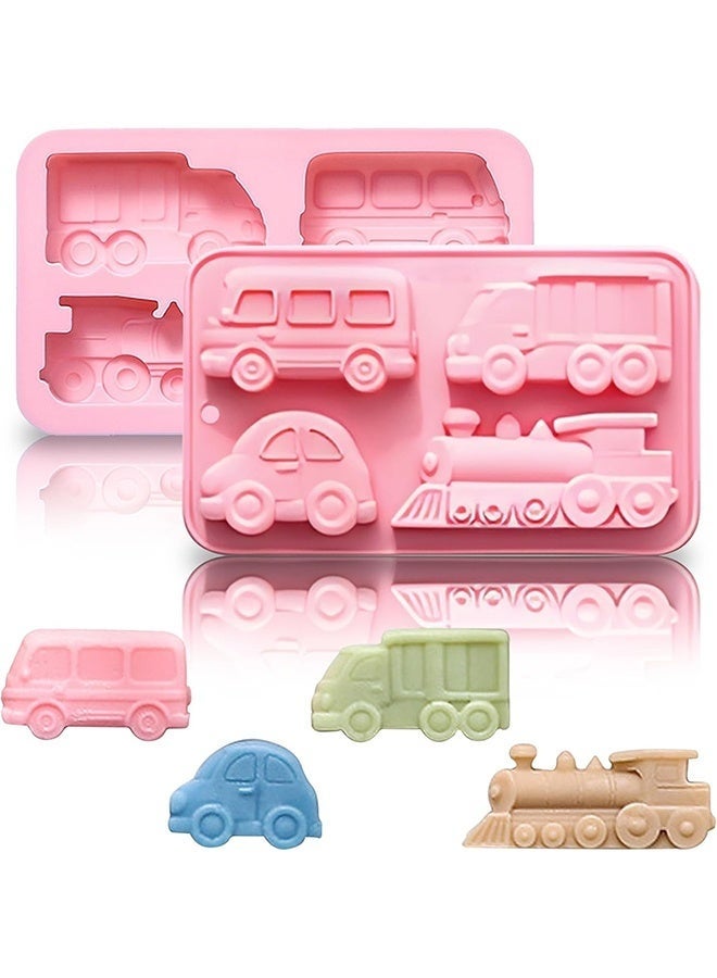 2 Pcs Car Silicone Soap Mold, Silicone Cake Mold, 3D Transportation Candy Mould Non-Stick Car Shape Baking Tool for Cake Cupcake Jelly Pudding Muffin Ice Cube Clay - Image 1