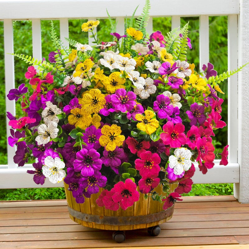 TSTWETO Artificial Fake Flowers for Outdoors16 Bundles Artificial Plants Outdoor Faux Plants UV Resistant Realistic Faux Silk Flower 6 Colors Spring Summer Decor for Porch Outside Planter Window Box - Image 2