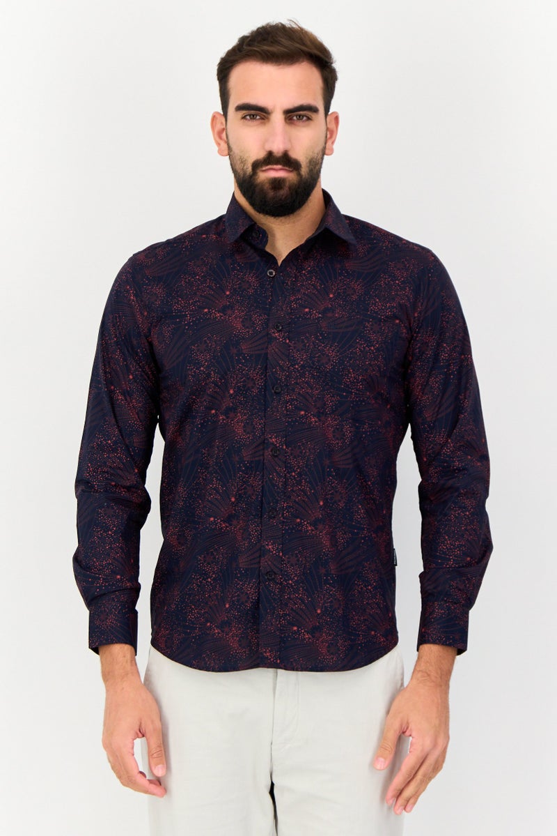 Kenneth Cole Men Regular Fit Allover Print Long Sleeves Shirt, Multicolor - Image 1