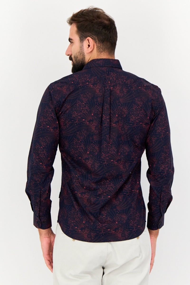 Kenneth Cole Men Regular Fit Allover Print Long Sleeves Shirt, Multicolor - Image 3