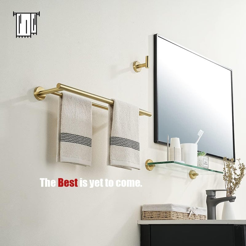 JQK Gold Double Towel Bar, 19 Inch 304 Stainless Steel Thicken 0.8mm Towel Rack Bathroom, Towel Holder Brushed Gold Wall Mount, Useable Length 16 Inch, TB100L16-BG - Image 4