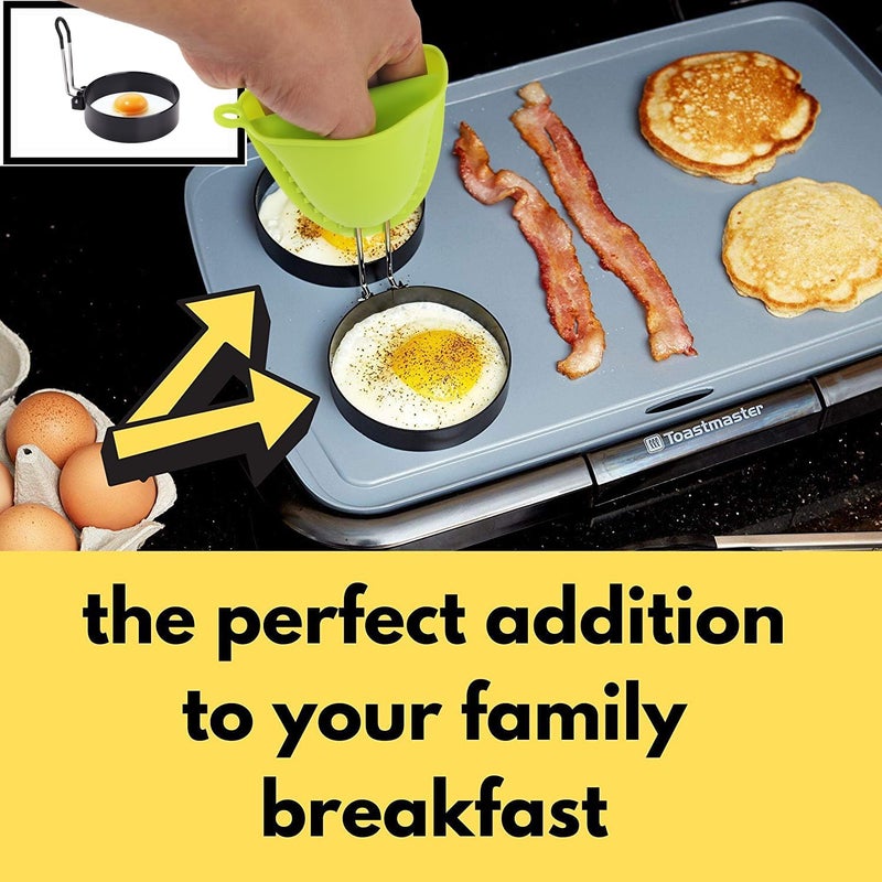 LeeLoon 4 Pack Stainless Steel Egg Ring Molds With Non Stick Metal Mold Shaper Circles For Fried Egg McMuffin Sandwiches,Frying Or Shaping Eggs,Breakfast Household Kitchen Cooking Tool Omelette - Image 3