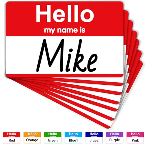 labelon 200 Pcs Name Tags, 3.5" x 2.25" Hello My Name is Stickers, Red Name Tag Stickers, Adhesive Label Sticker for Office, Meeting, School, Teachers and Mailing - Image 1