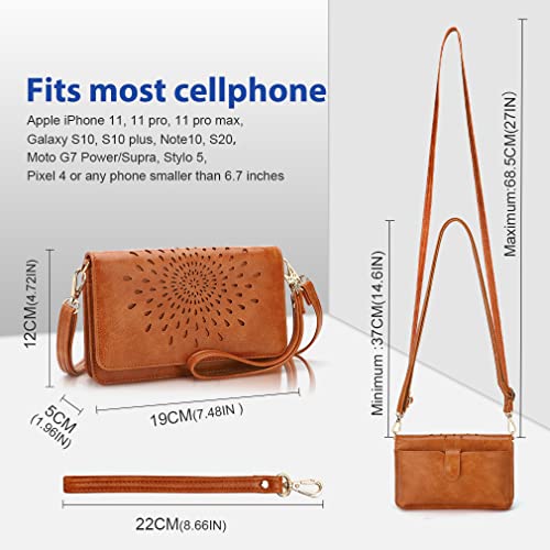 APHISON Multi-Function Small Crossbody Bags For Women,Cell Phone Shoulder Bag,Clutch Purse,RFID Wristlet Wallet,Card Holder Brown - Image 4