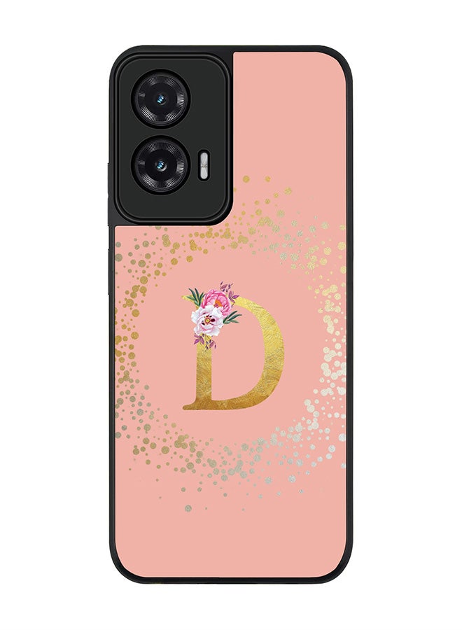 Stylizedd For Motorola Moto G35 Case,Slim fit Camera Protection, Shockproof Thin Phone cover  - Custom Monogram Floral - D  (Rose Pink )