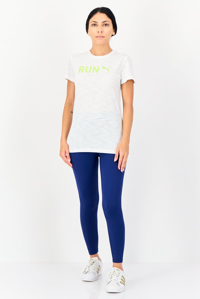 PUMA تي شيرت رياضي نسائي قصير الأكمام للجري، أبيض - Image 3