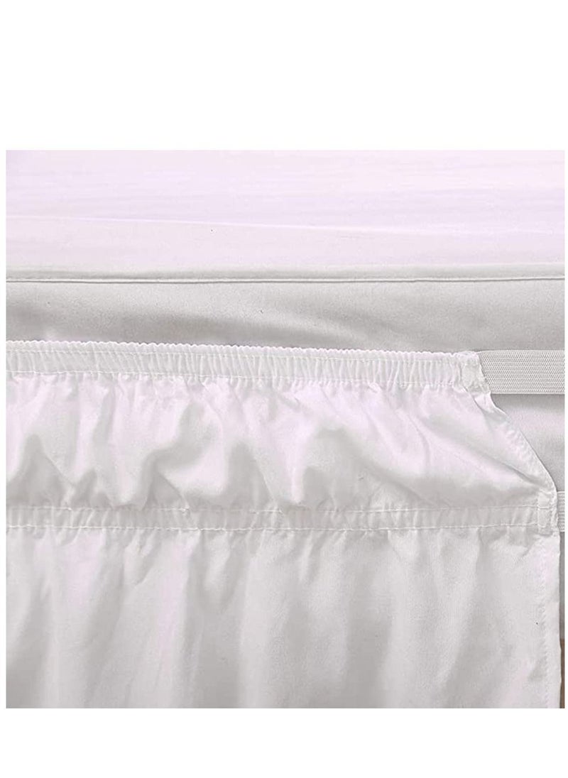 Y&D Queen Bed Skirt, Elegant Comfort Top-Knot Tassle Pompom Fringe Ruffle Skirt Around Style Elastic Wrap- Wrinkle Resistant 16inch Drop, White  - Image 4